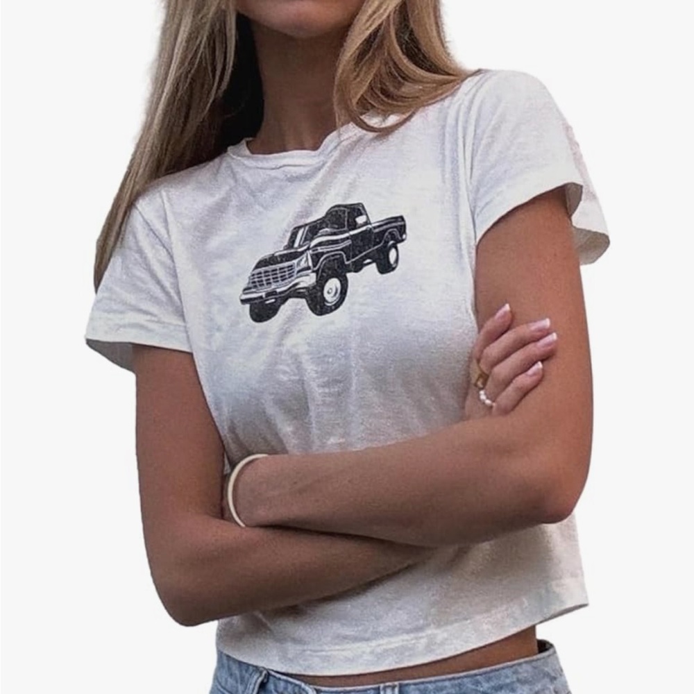 Vintage Baby Tee White Truck